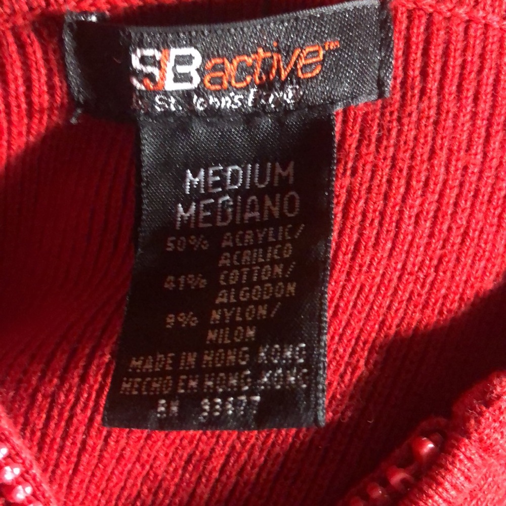 Vintage SJB Active by St Johns Bay Red Black Full Zip Cardigan Hooded Sweater M - Picture 8 of 10